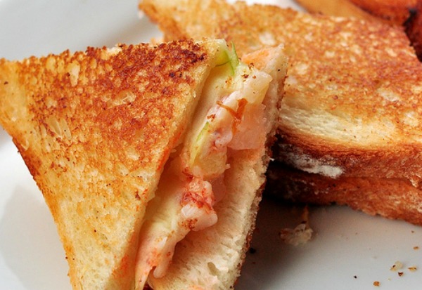 Grilled cheese sandwich with lobster