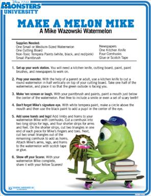 Mike Wazowski watermelon instructions