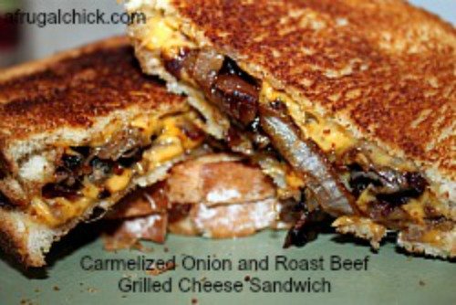 Carmelized onion roast beef sandwich