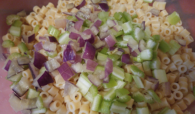 Ingredients for macaroni salad