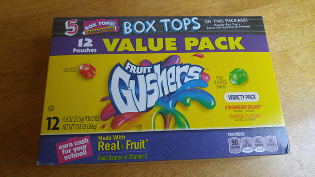 Fruit Gushers with Five Box Tops