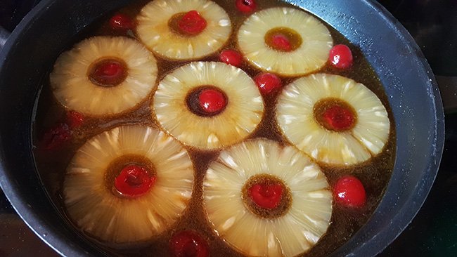 making a pineapple upside down cake