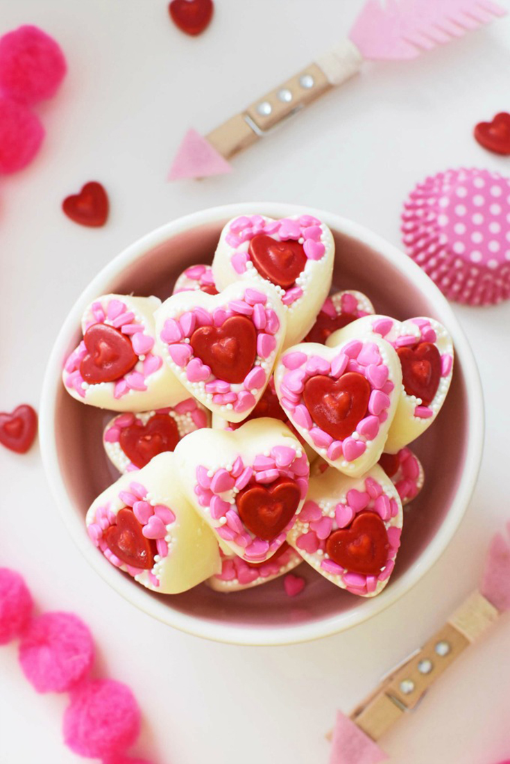 DIY White Chocolate Valentine’s Day Candy Hearts