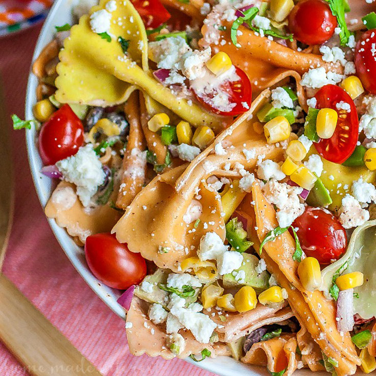 Mexican Pasta Salad With Creamy Creamy Chipotle Lime Dressing